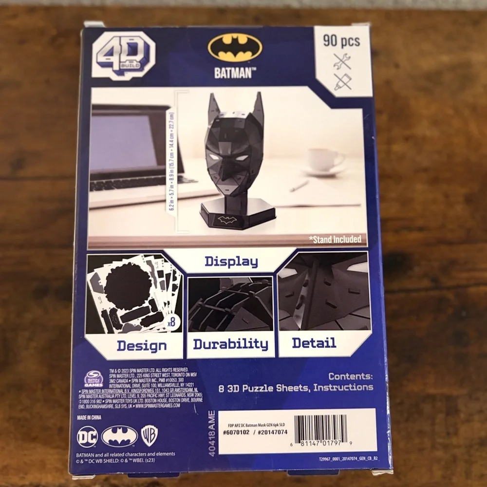 DC Batman Cowl 4D Build 3D Puzzle Model Kit 90 Pieces Spin Master